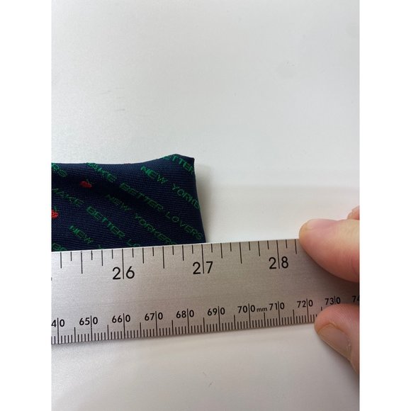 Vtg Allyn Mens Necktie "New Yorkers Make Better Lovers" Blue Green - Picture 7 of 7